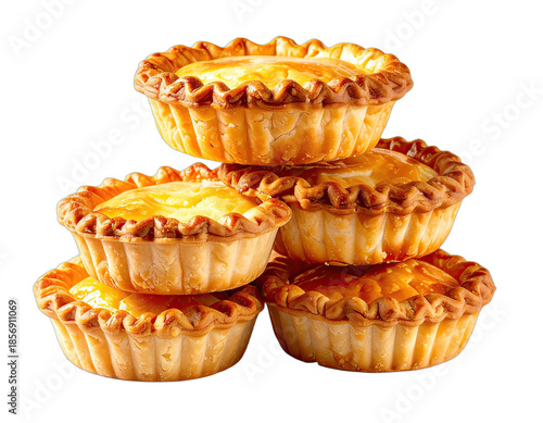 Stacked, golden-crusted pastries filled with a creamy, yellow center