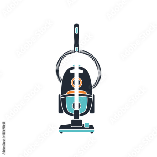 Modern Upright Vacuum Cleaner with Flexible Hose and Handle.