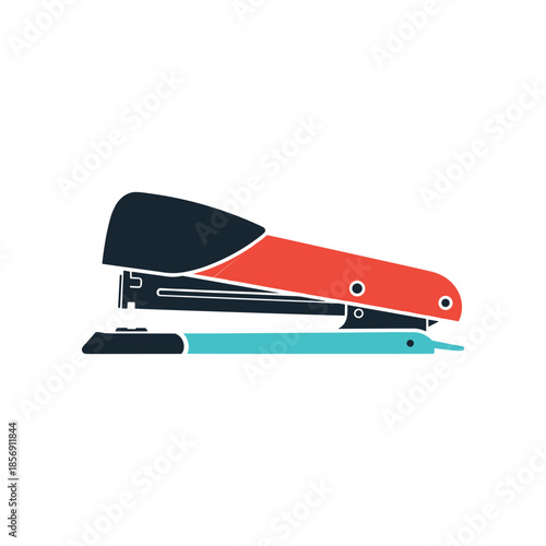 Red and Black Stapler Office Supply Tool.