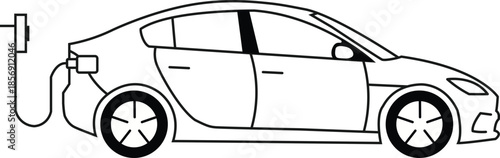 Electric vehicle charging with a cable connected to the car's side