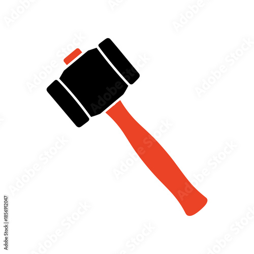 Rubber Mallet Tool with Orange Handle and Black Head.