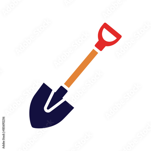 Simple graphic illustration of a garden shovel tool.