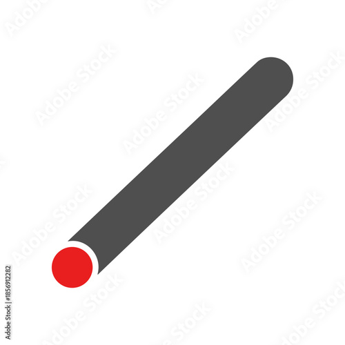 Simple illustration of a cigar with a red tip on a white background.