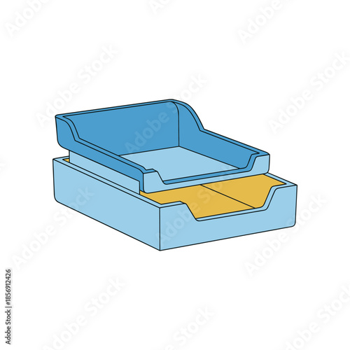 Stackable Blue Paper Trays for Office Organization and Document Storage.