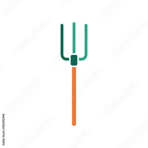 Stylized Garden Pitchfork Tool Illustration.