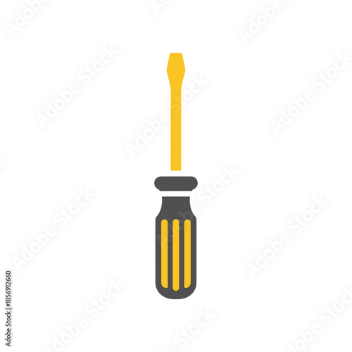 Yellow and Gray Screwdriver Tool Illustration.