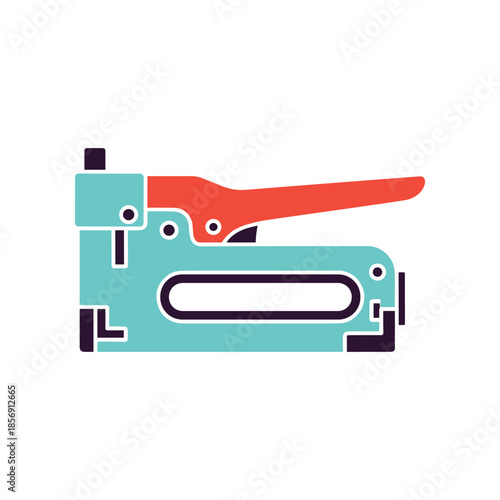 A bright teal and orange staple gun tool illustration.