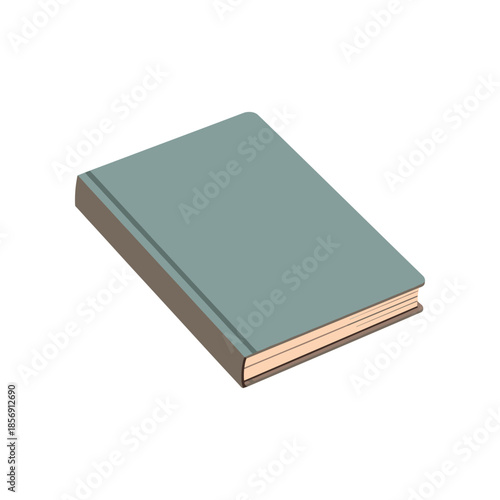 A closed book with a plain blue cover and visible pages.