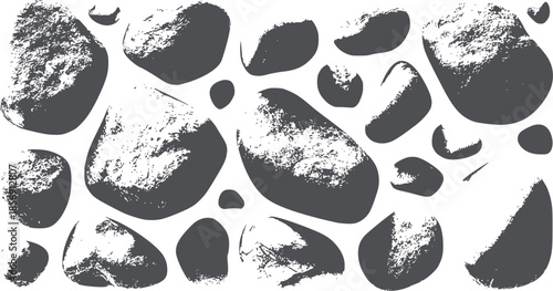 Black and white abstract inkblot shapes white editable