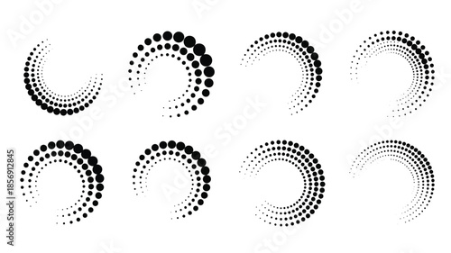 Abstract arrangement of dotted concentric circles in varying densities