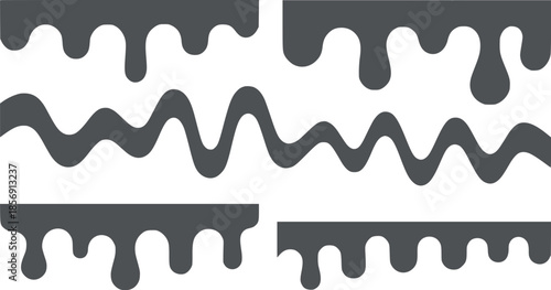 Black and white wavy puzzle pieces seamless pattern