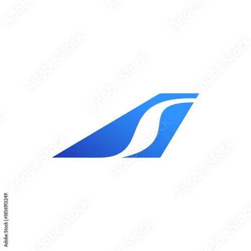air travel agency logo, blue sky wind wing shape tail jet air way