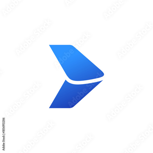 air travel agency logo, blue sky wing shape of a Jet airplane tail. transport, logistics