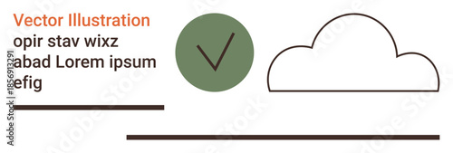 Data management, cloud storage, file authentication, technology usage, secure access, verification. Green checkmark next to a cloud outline. Cloud storage and file authentication