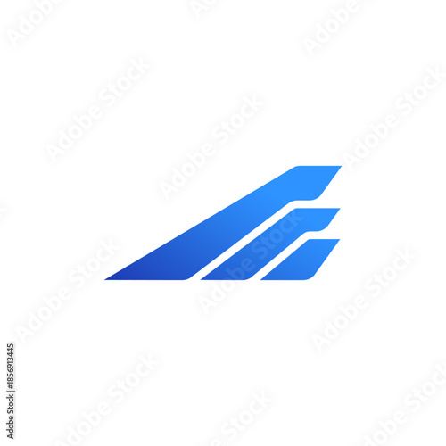 air travel agency logo, wing shape graphic design chart