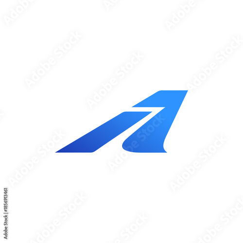 letter A air plane logo icon shape of a Jet Airplane Tail in a creative way.