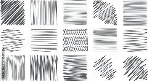 Collection of black and white line shading patterns