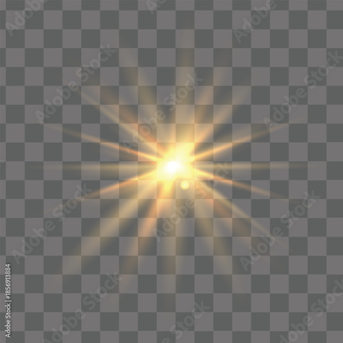 heavy sunlight  on transparent background special lens flare and bokeh , light effect, bright ray light