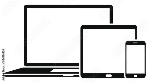 Vector illustration of multi-device learning: laptop, tablet, and smartphone for e-learning. Perfect for digital education, online courses, responsive design, and tech-savvy learners.