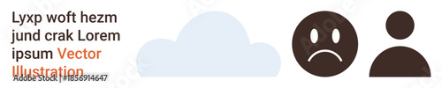 Emotional expression, mental health, digital communication, weather, mood tracking, anonymity. A cloud, sad face and simple person icon. Emotional expression and mental health