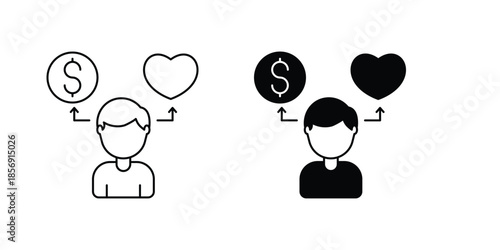 Expectations  set icon with white background vector stock illustration