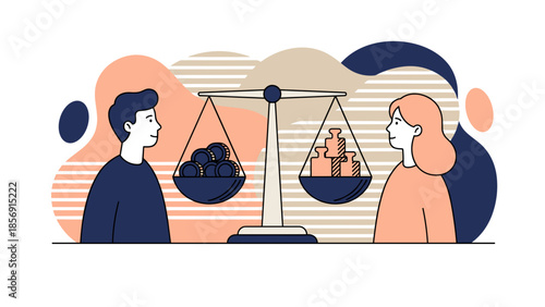 Gender pay gap illustration showing inequality in compensation.