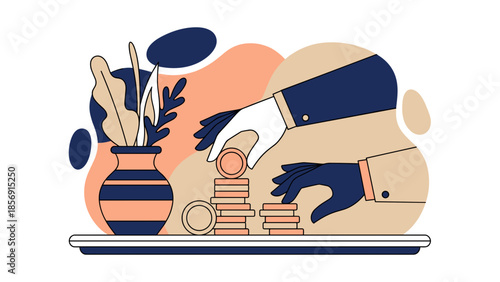 Hands Stacking Coins Investment and Financial Growth Illustration.