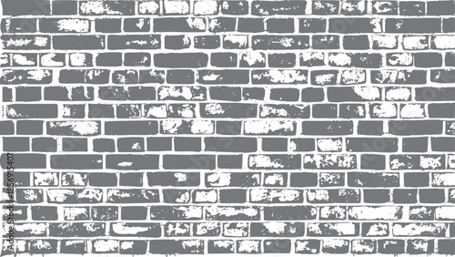Gray weathered brick wall texture with white mortar in