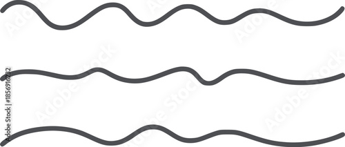 Three parallel wavy lines in black outline wave