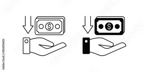 Receive Money set icon with white background vector stock illustration