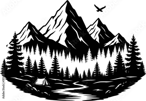 mountain black silhouette vector illustration,mountain icon