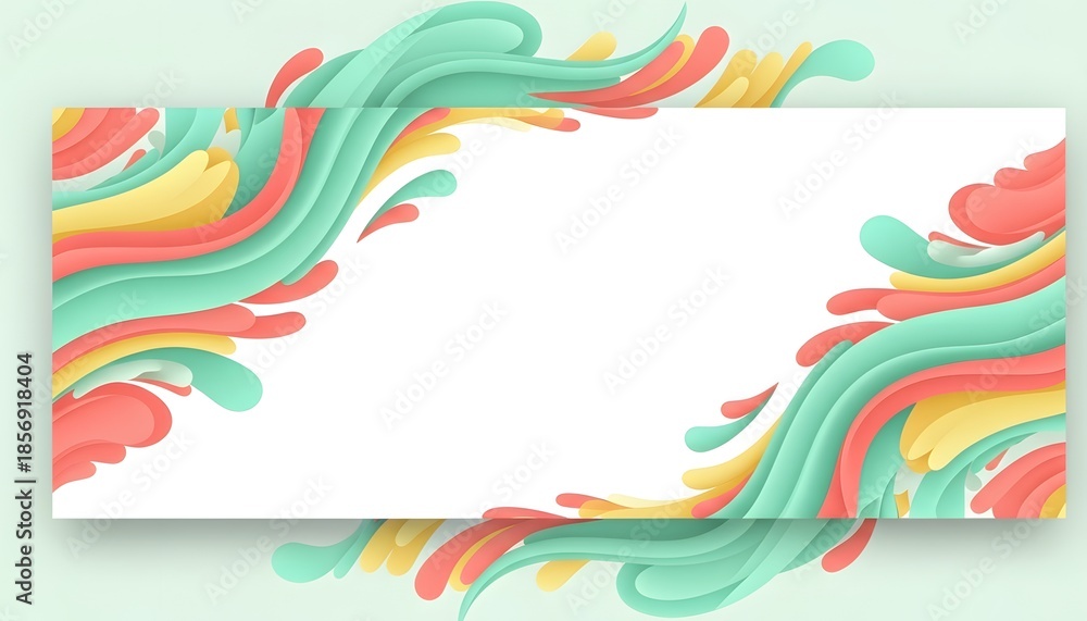 Fototapeta premium Vibrant swirling border design with abstract colorful patterns