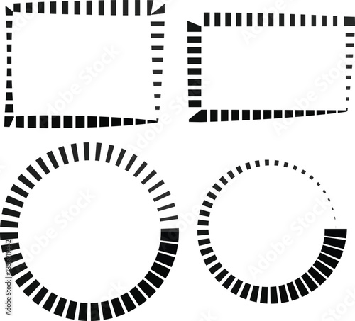 Abstract dashed line frames and loading circles set