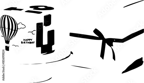 Black and White Cake Illustration Set – Wedding, Birthday & Dessert Icons