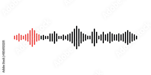 Sound Waveform Red Accent Audio Signal Representation. Illustration Vector