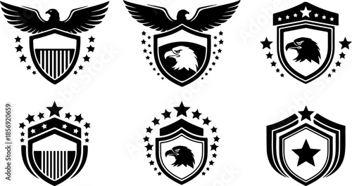 Patriotic Eagle & Shield Emblem Icon Set