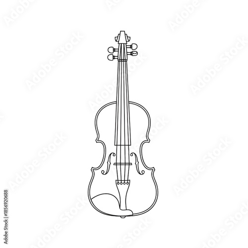 violin musical instrument line icon for classical music and orchestra performance