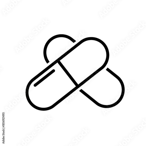 minimalist medical capsule pills outline icon for healthcare and pharmacy