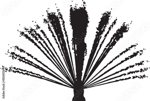 Dynamic black fountain spray silhouette