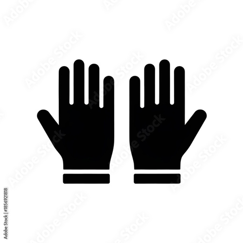 pair of black protective gloves icon simple silhouette work safety equipment 