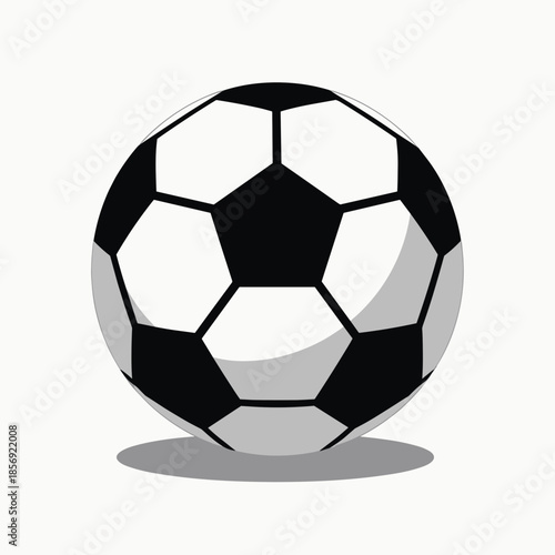 Classic black and white soccer ball with shadow effect 