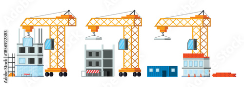 Construction cranes and buildings under development