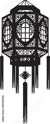 Elegant traditional lantern with intricate design and tassels