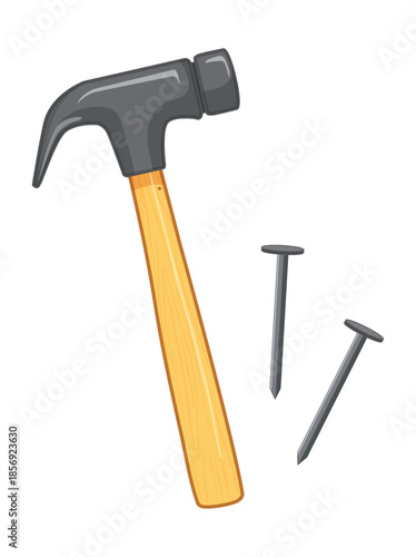 Hammer and Nails on White Background tools carpentry