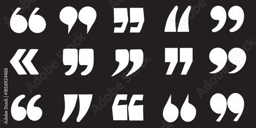 set of black quote icon line and flat style . Quote Icon Object , discussion dialog remark open and close quote sign , vector illustration