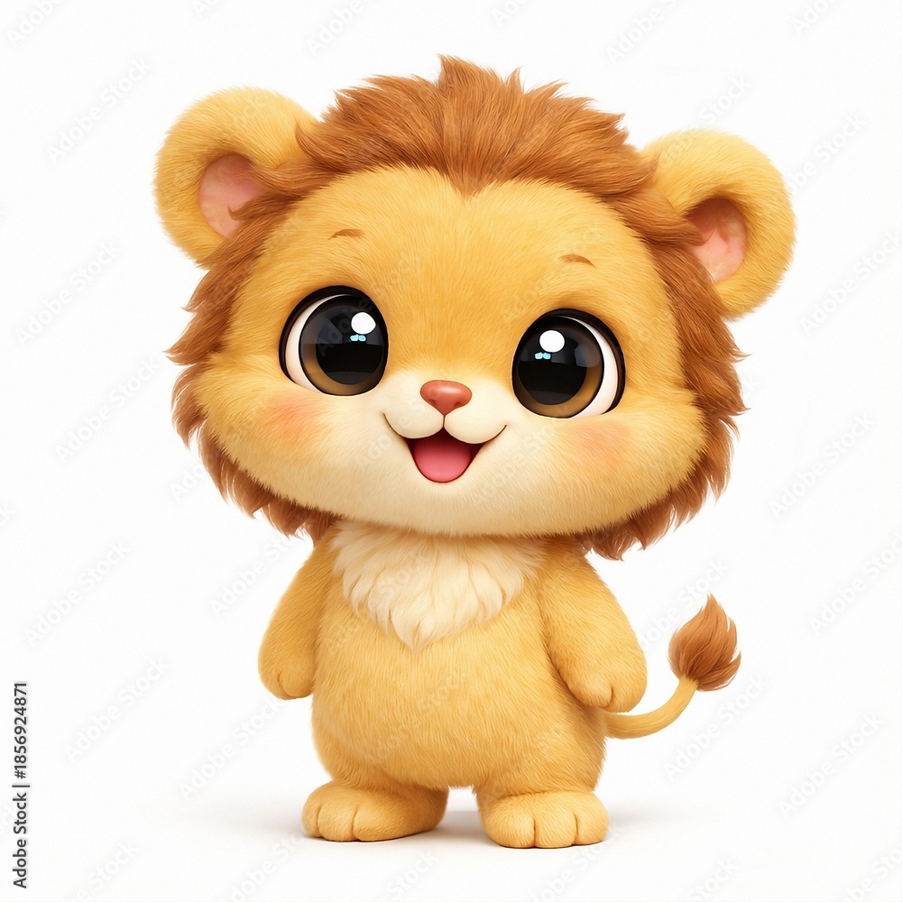 Obraz premium The Playful Lion Cub: A whimsical and adorable lion cub stands with an innocent smile, embodying the spirit of playfulness. It is an captivating charm and warm emotions of this delightful creature.