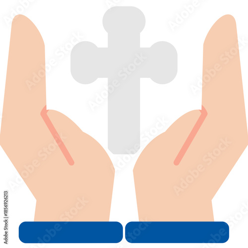Praying Hands with Cross Icon