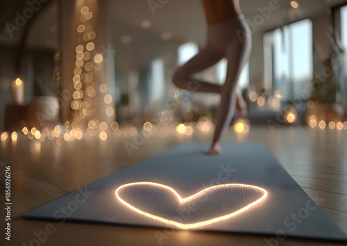Wallpaper Mural On Valentine's Day, yoga combines fitness and love through a heart-shaped mat in a long exposure shot Torontodigital.ca