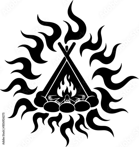 Stylized Flame and Fire Icon Set Vector Collection