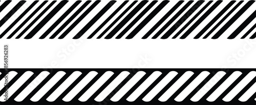 Diagonal stripe bands, black and white pattern, optical illusion design, visual contrast lines, graphic texture template, flat vector illustration